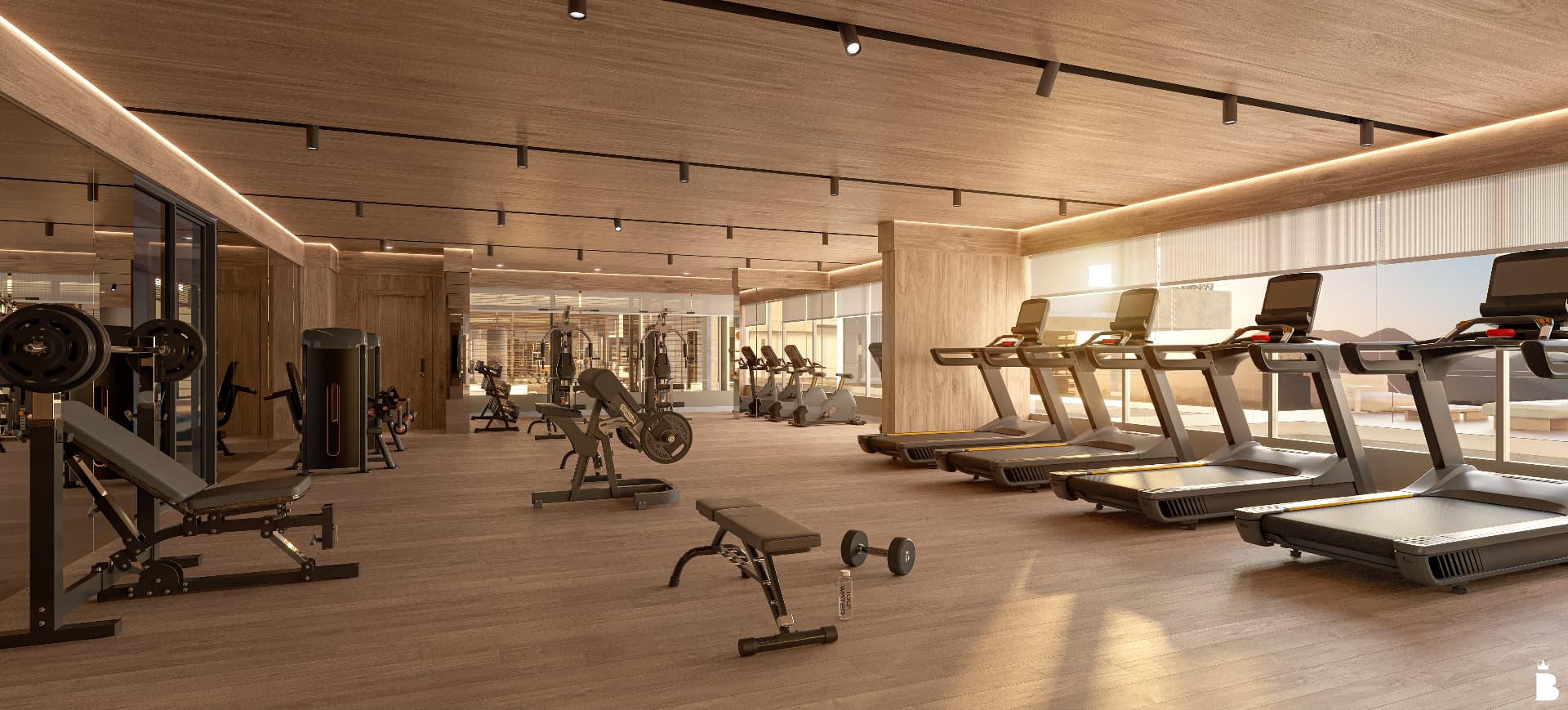 Academia completa e moderna do Vitta 27 com equipamentos de musculação e cardio